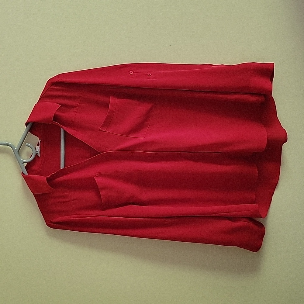 Express Red Long-Sleeve Blouse